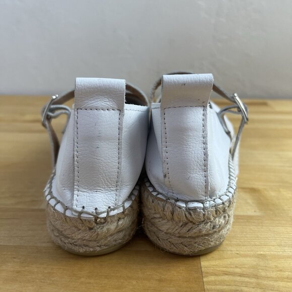 FABIOLAS Leather White Buckle Mary Jane Espadrilles Flats Shoes EU Size‎ 38 US 7 - Picture 5 of 9